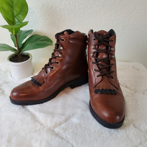 Saddle Brand Leather Lace Up Boot! Size 6½. - Picture 3 of 8
